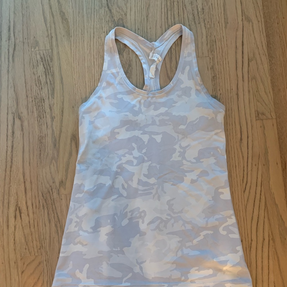 COPY - Lululemon nulu racerback tank top 8 white/grey camouflage/floral pattern…